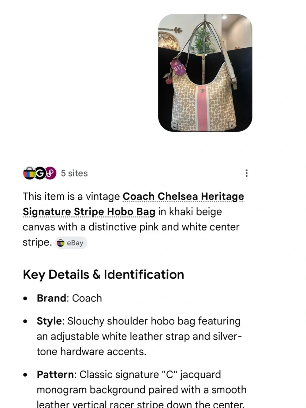 Coach #342 Chelsea 1941 series heritage Signature Pattern Hobo Bag